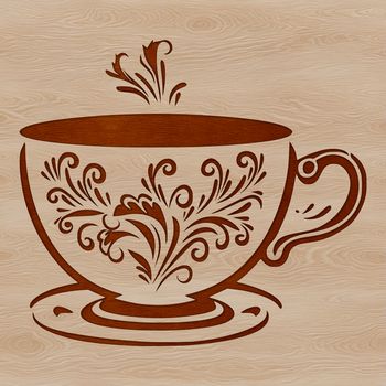 A simple illustration of a coffee cup with a handle.