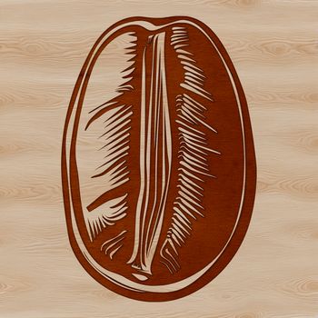 A simple line art illustration of a single coffee bean in a minimalist style.
