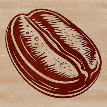 A high-quality vector illustration of a single coffee bean with detailed lines and shapes.