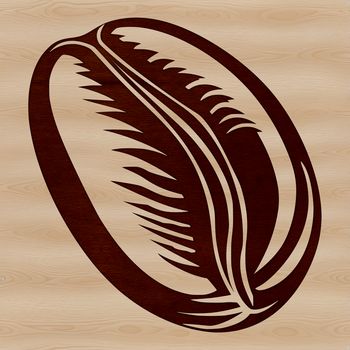 A high-quality digital illustration of a single coffee bean with detailed texture and realistic shading.