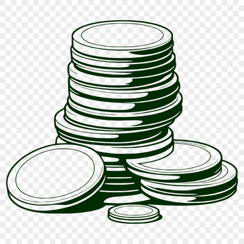 Illustrative coin designs for various applications, created as a vector graphic in SVG format.