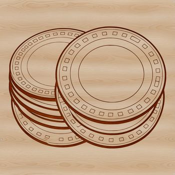 Monetary vector illustration of various denominations of coins in a flat design style.