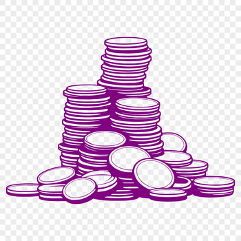 SVG illustration of various denominations of coins in a stylized design.