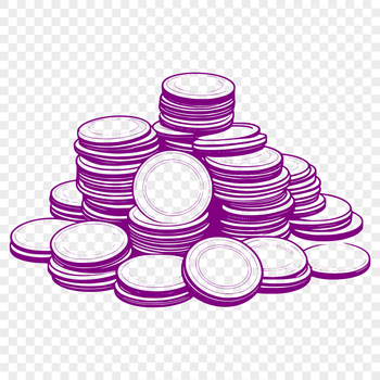 Image of a set of various denominations of coins in vector format, suitable for cutting machines and digital design.