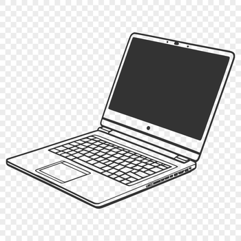 A digital device with a keyboard, monitor, and other peripherals, depicted in a vector format.