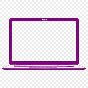Illustrated laptop computer with modern design elements and digital tools.