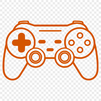 A simple vector illustration of a standard game controller layout with buttons and directional controls.