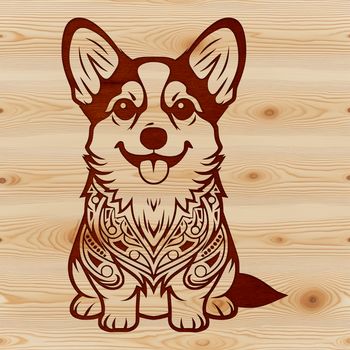 A seated Corgi illustration featuring ornate details in vector format.