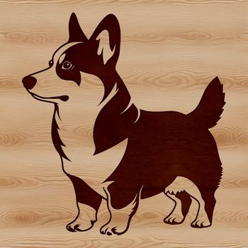 A cartoon illustration of a standing corgi dog breed.