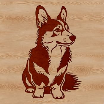A digital illustration of a corgi sitting on its hind legs.