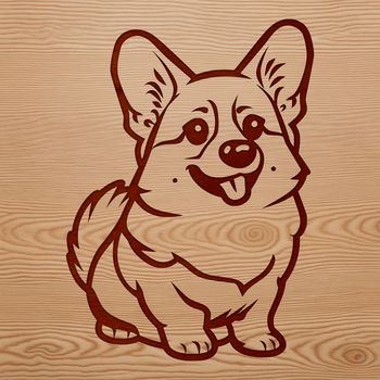 A vector illustration of a sitting corgi dog in a neutral pose.