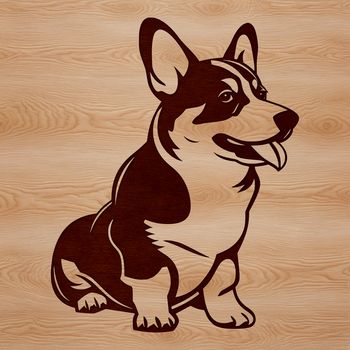 A digital illustration of a sitting corgi dog in vector format.