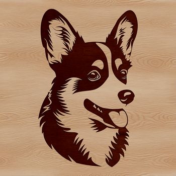 A digital illustration of a Corgi dog's head, suitable for use in vector art projects.
