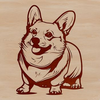 A standing corgi dog breed in simple vector illustration style.