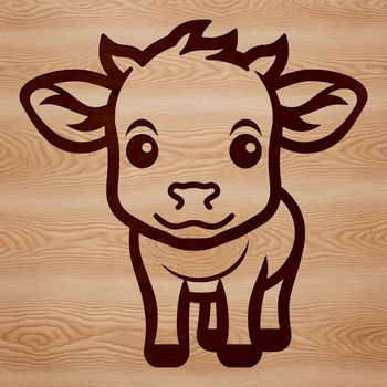 An illustration of a cow, ideal for use in graphic design, such as with Procreate or Illustrator software.