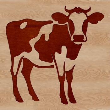 A simple line drawing of a cow in a vector format.