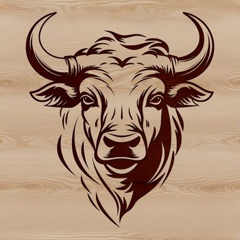An illustration of a cow's head in vector format.