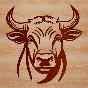 A realistic illustration of a cow's head, suitable for graphic design projects.