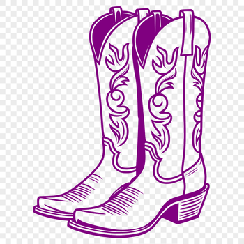A pair of cowboy boots in vector format, suitable for cutting or stenciling with a Cricut machine.