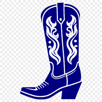 A pair of cowboy boots with intricate stitching and detailed design, ideal for clip art and vector graphics.