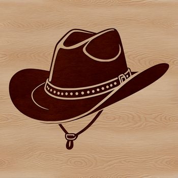 A classic western-style hat with a wide brim and high crown, suitable for vector art designs.