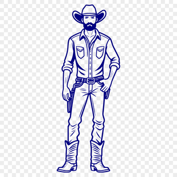 A vector illustration of a rugged cowboy in a traditional outfit.