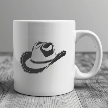 A stylized illustration of a classic cowboy hat, suitable for vector graphics and digital design projects.