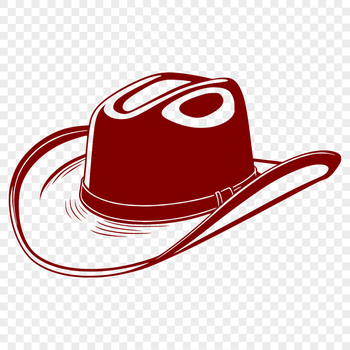 A classic western-style hat with wide brim and indented crown, suitable for vector art designs.