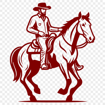 A cowboy riding a horse, illustrated in vector format with clean lines and simple design.