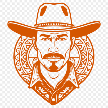 A digital illustration of a cowboy in Western attire, suitable for vector-based designs and cutting machines.