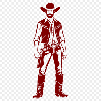 A digital illustration of a cowboy in a classic Western pose.