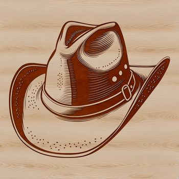 Illustration of a traditional cowboy hat, suitable for graphic design projects.
