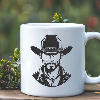 A vector illustration of a cowboy in Western attire, suitable for digital use.