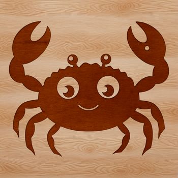 A digital illustration of a crab in a natural environment.