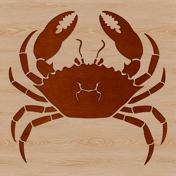 A stylized illustration of a wild animal, specifically a crab, depicted in vector format.