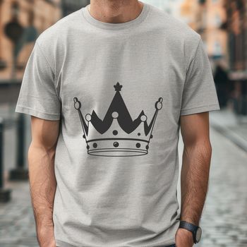 A graphic crown illustration made up of interlocking rings and ornaments.