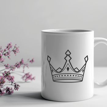 A regal crown design made up of intricate details, suitable for use in digital cutting machines or as vector art.