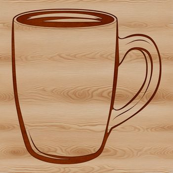 A white ceramic cup with a handle, suitable for hot or cold drinks, designed as a vector graphic.