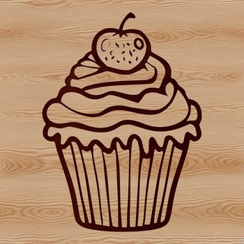 A detailed SVG design of a dessert featuring a cupcake with decorations.