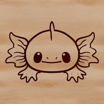A detailed illustration of a cute axolotl's head with feathery gills, suitable for vector design and commercial use.