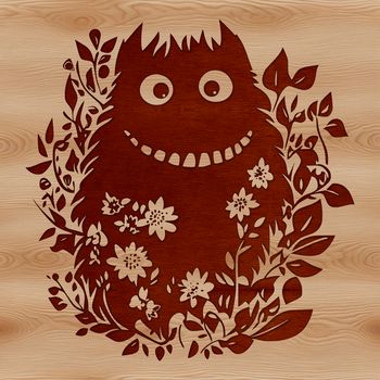 A colorful illustration of a cute monster amidst floral elements, perfect for Halloween decorations or designs.