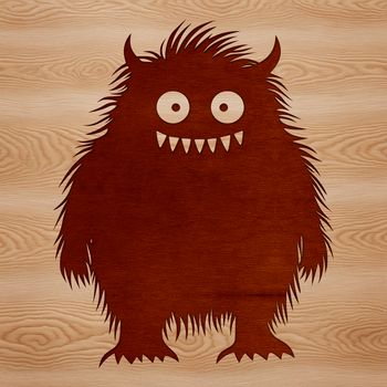 A cute monster illustration with rounded edges and playful design.