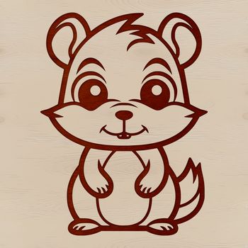 A simple line drawing of a cute squirrel with minimal details, ideal for vector art projects.