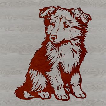 A vector illustration of a seated Shetland Sheepdog breed dog with a calm expression.