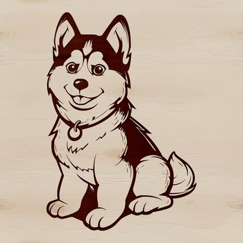 A digital illustration of a sitting husky dog in vector format.