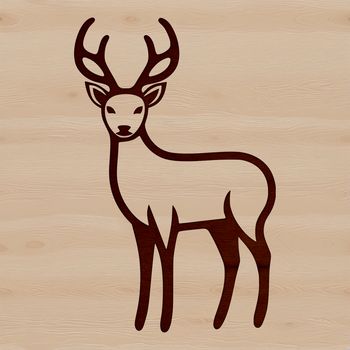 A simple line drawing of a cute deer standing in a natural setting.