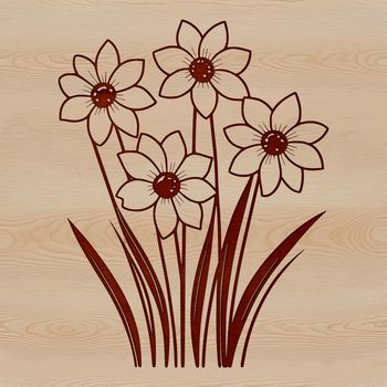 A realistic illustration of a single daffodil flower in bloom, suitable for use in graphic design and craft projects.
