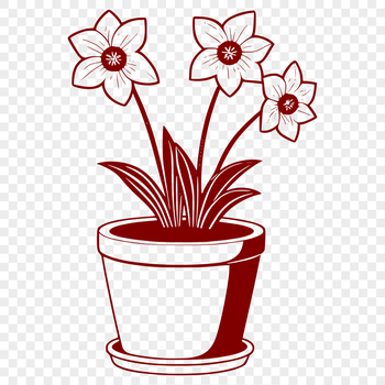 A single daffodil plant in a flower pot, ready to bloom.