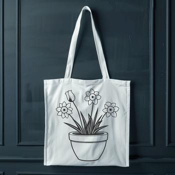 A single white daffodil with yellow trumpet-shaped blooms grows in a small ceramic flower pot on a table or desk.