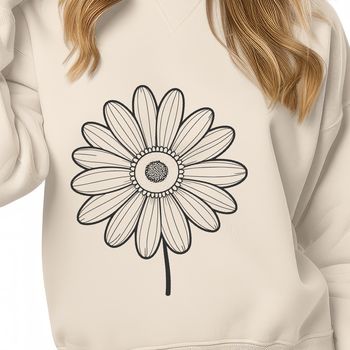 A stylized illustration of a daisy flower in a clean and minimalist design.